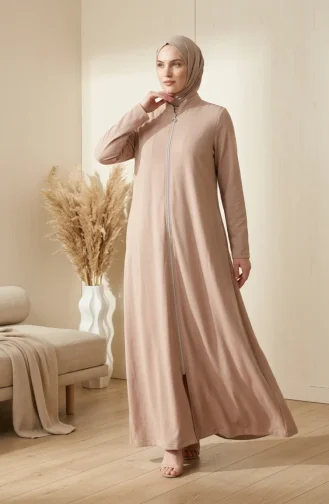 عباية رياضية بجيبين وخيطين، رقم الموديل 4027-04، لون بيج 4027-04
