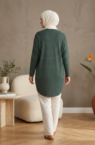 Tunique Rayée Coupe Décontractée Grande Taille Opaque Verte Réf. 8778-04 8778-04