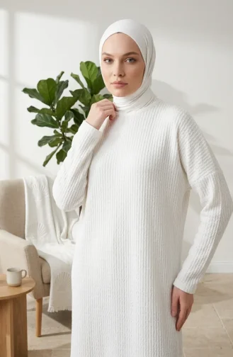 Tunique De Saison Grande Taille Coupe Décontractée Opaque 8775-01 Blanche 8775-01
