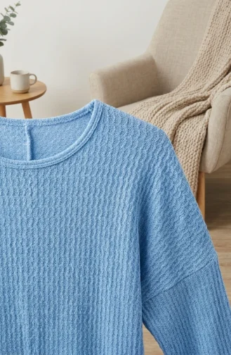 Tunique De Saison Grande Taille Coupe Décontractée Opaque 8775-02 Bleu 8775-02