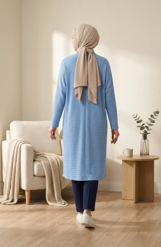 Tunique De Saison Grande Taille Coupe Décontractée Opaque 8775-02 Bleu 8775-02