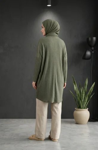 تونيك موسمي بمقاسات كبيرة وقصة مريحة، غير شفاف، رقم الموديل 8775-03، لون كاكي 8775-03