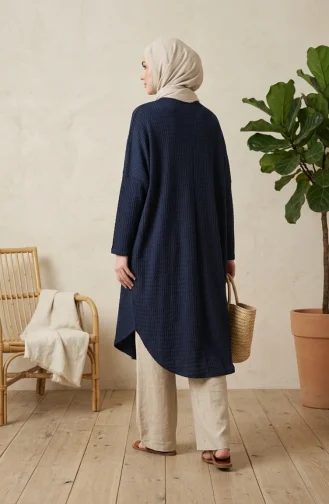 Plus Size Relaxed Fit Seasonal Tunic Opaque 8775-04 Navy Blue 8775-04