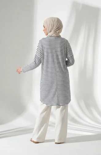 Plus Size Relaxed Fit Tunic Seasonal Non-See-Through 8776-03 Anthracite White 8776-03
