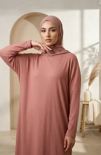 Relaxed Fit Seasonal Flowy Tunic Opaque Plus Size 8780-01 Rose Pink 8780-01