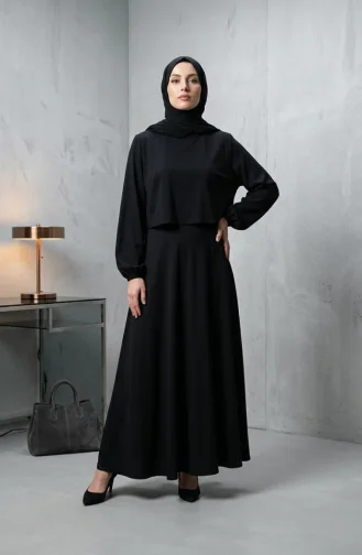 Doppelt Gewebtes Hijab-Set Zweiteilig 58123A-01 Marineblau 58123A-01