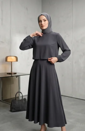 Double Fabric Hijab Two-Piece Set 58123A-03 Smoke Gray 58123A-03