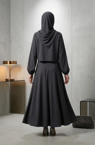 Double Fabric Hijab Two-Piece Set 58123A-03 Smoke Gray 58123A-03