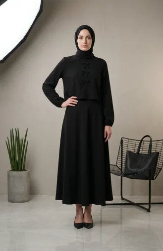 Dabıl KumaşTesettür İkili Takım 5812-01 Siyah