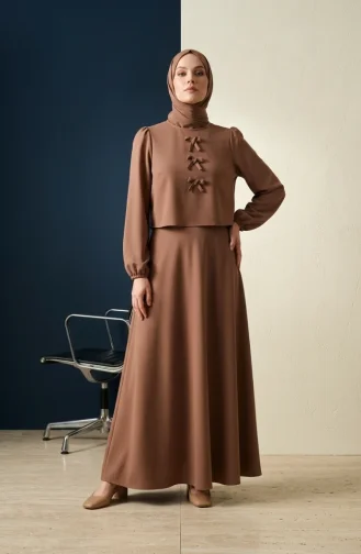 Doppelt Gewebter Hijab Zweiteilig Set 5812-04 Milchkaffee 5812-04