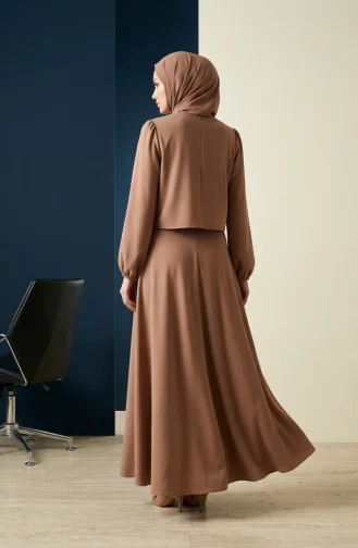 Doppelt Gewebter Hijab Zweiteilig Set 5812-04 Milchkaffee 5812-04