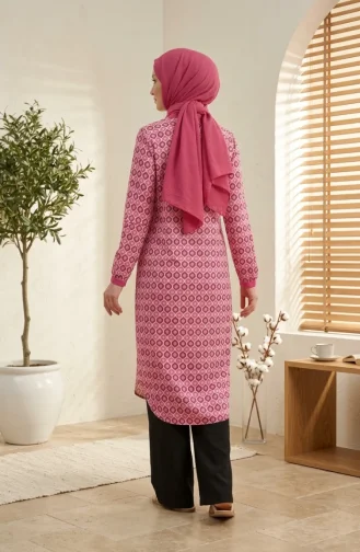Tuniek Met Geometrisch Patroon En Knoopsluiting 2299-03 Roze 2299-03