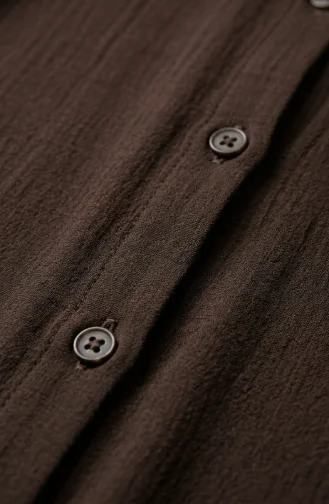 Lange Tuniek Van Mousseline Met Knoopsluiting 0362-09 Bruin 0362-09