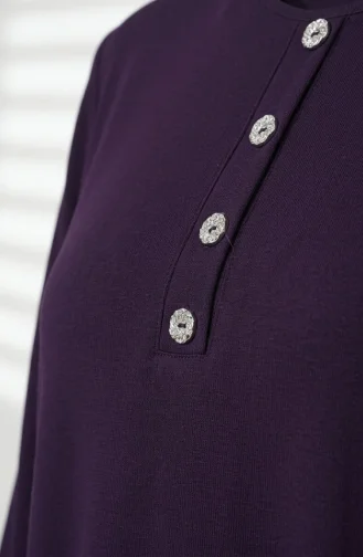 Aerobin Fabric Button Detail Hijab Two-Piece Set 4150-01 Plum 4150-01