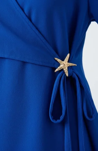 Star Detail Tunic And Pants Two-Piece Hijab Set 0358-02 Navy Blue 0358-02