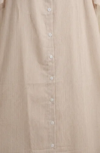Gestreiftes Langes Tunikahemd Mit Knopfleiste Modell 0359-05 Beige 0359-05