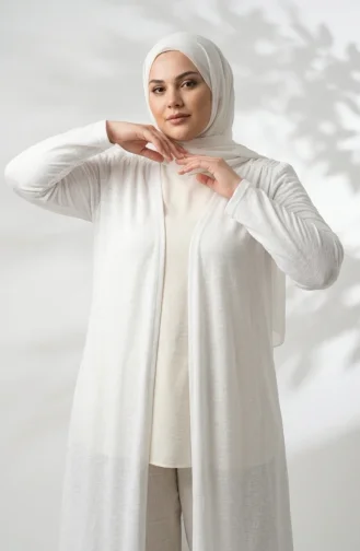 Gilet Basique Fin Et Long Grande Taille Blanc 8781-01 8781-01