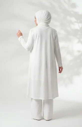 Gilet Basique Fin Et Long Grande Taille Blanc 8781-01 8781-01