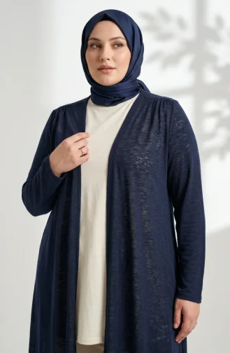 Eenvoudig Dun Lang Basic Vest Vest In Grote Maten 8781-02 Marineblauw 8781-02