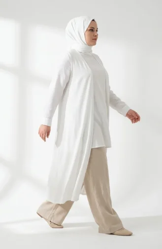 Seasonal Long Basic Vest Plus Size 8736-02 Cream 8736-02