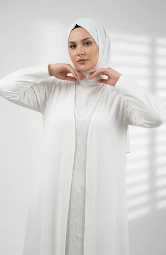 Seasonal Long Basic Vest Plus Size 8736-02 Cream 8736-02