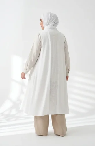 Seasonal Long Basic Vest Plus Size 8736-02 Cream 8736-02