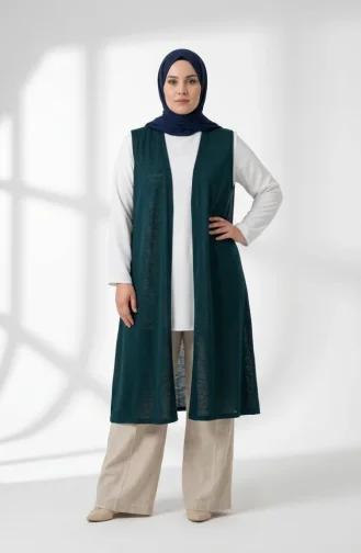Seasonal Long Basic Vest Plus Size 8747A-02 Emerald Green 8747A-02