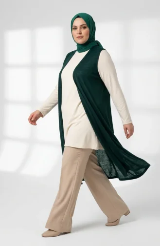 Seasonal Long Basic Vest Plus Size 8747A-02 Emerald Green 8747A-02