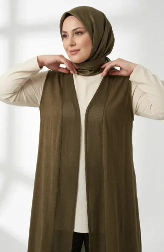 Saisonale Lange Basic-Weste In Übergröße 8747A-03 Khaki 8747A-03