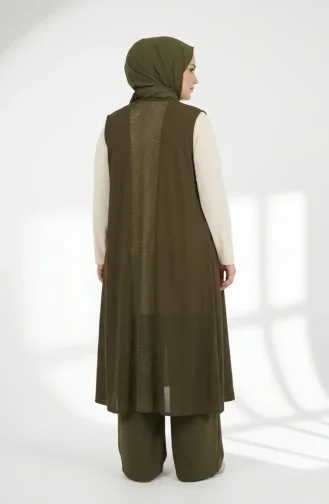 Saisonale Lange Basic-Weste In Übergröße 8747A-03 Khaki 8747A-03