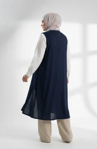 Seizoensgebonden Lange Basic Vest Plus Size 8747A-04 Marineblauw 8747A-04