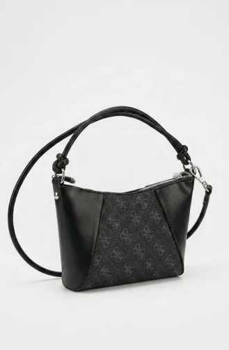 Patterned Leather Shoulder Bag 4002-01 Navy Blue 4002-01