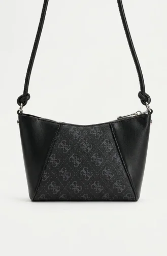 Patterned Leather Shoulder Bag 4002-01 Navy Blue 4002-01