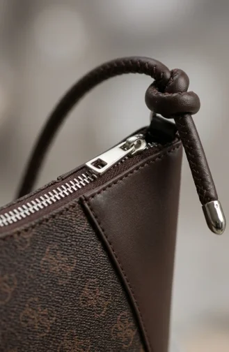 Patterned Leather Shoulder Bag 4002-02 Brown 4002-02