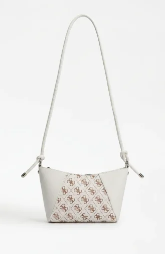 Patterned Leather Shoulder Bag 4002-03 White 4002-03