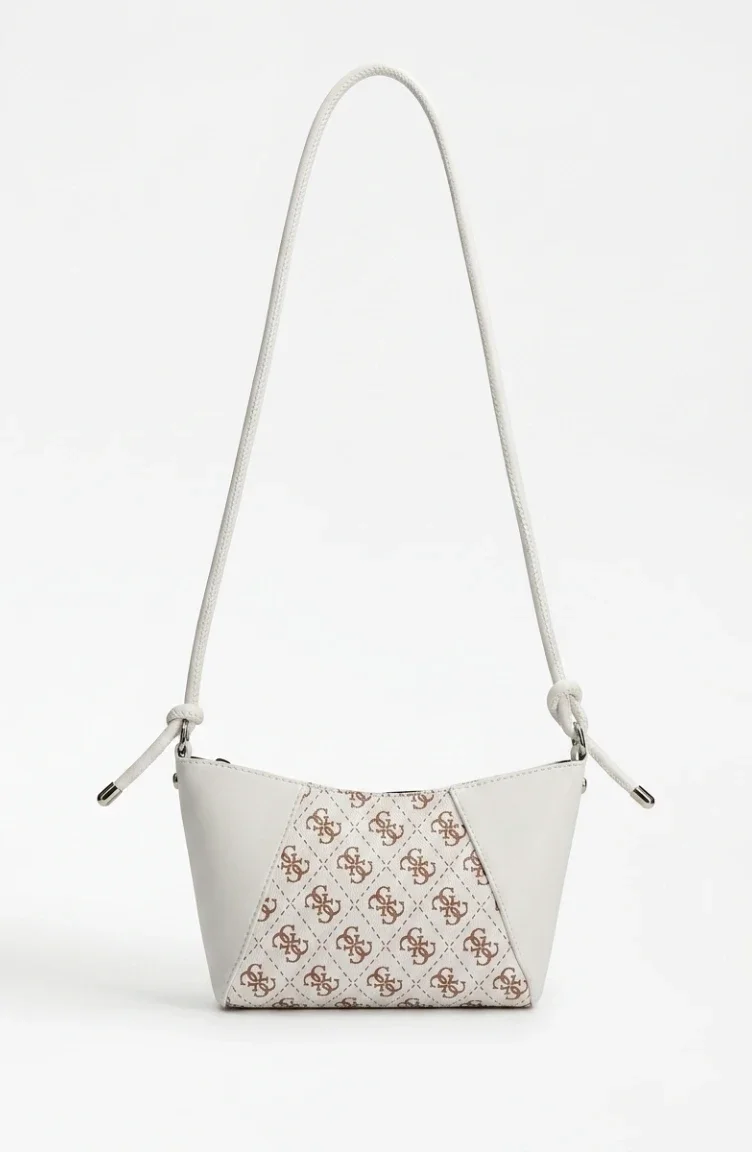 Patterned Leather Shoulder Bag 4002-03 White 4002-03