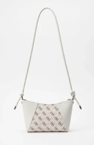 Patterned Leather Shoulder Bag 4002-03 White 4002-03