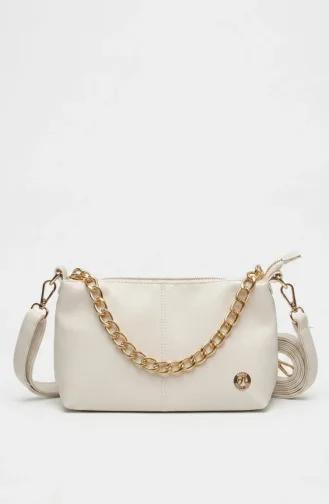 Schultertasche Mit Kettendetail In Lederoptik Modell 4005-02 Creme 4005-02