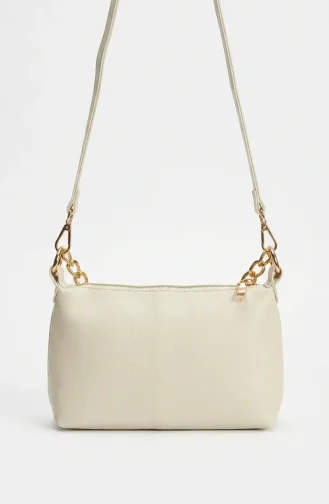 Schultertasche Mit Kettendetail In Lederoptik Modell 4005-02 Creme 4005-02