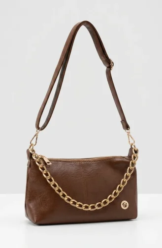 Schultertasche Mit Kettendetail In Lederoptik 4005-03 Hellbraun 4005-03