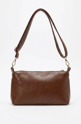 Schultertasche Mit Kettendetail In Lederoptik 4005-03 Hellbraun 4005-03