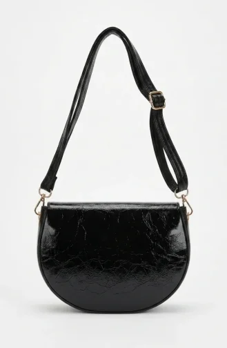 Elegante Schultertasche Aus Kunstleder Mit Schlossdetail 4007-01 Schwarz 4007-01