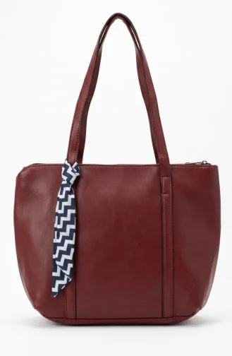 Elegante Schultertasche Aus Kunstleder Mit Schal-Detail Modell 4011-01 Burgunderrot 4011-01