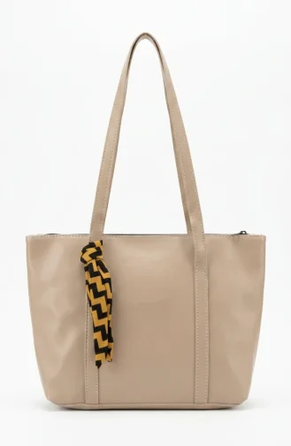 Stijlvolle Schoudertas Van Imitatieleer Met Sjaaldetails 4011-02 Mink 4011-02