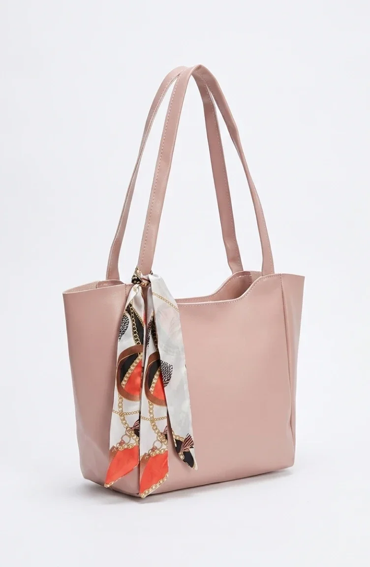 Schoudertas Van Imitatieleer Met Sjaaldetails 4019-01 Poederroze 4019-01