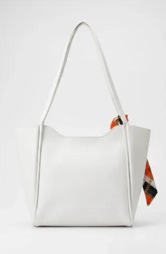 Schoudertas Van Imitatieleer Met Sjaaldetails 4019-02 Wit 4019-02