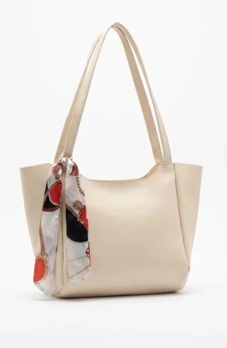 Schoudertas Van Imitatieleer Met Sjaaldetails 4019-03 Crème 4019-03
