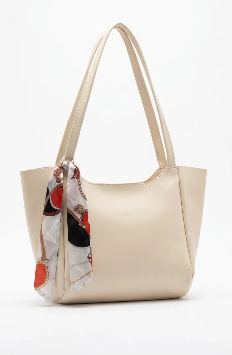 Schoudertas Van Imitatieleer Met Sjaaldetails 4019-03 Crème 4019-03