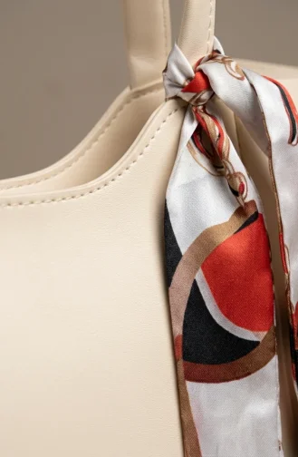 Schoudertas Van Imitatieleer Met Sjaaldetails 4019-03 Crème 4019-03