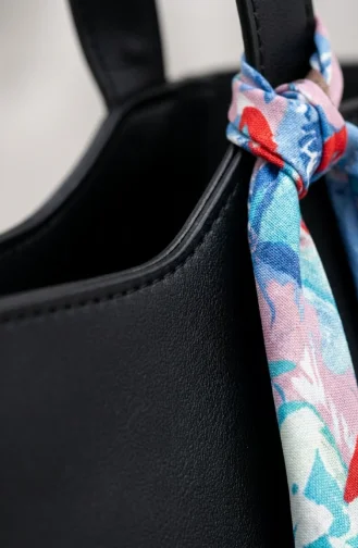 Schoudertas Van Imitatieleer Met Sjaaldetails 4019-05 Zwart 4019-05